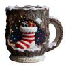 Festive Christmas Mug 3D Tree Bark Texture Themed Santa Reindeer Coffee Cup Resin Holiday Decor Novelty Gifts