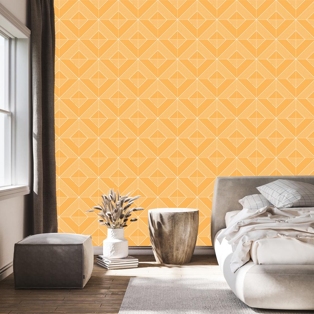 Geometric rhombus wallpaper, cream background, cream center, 50x1000