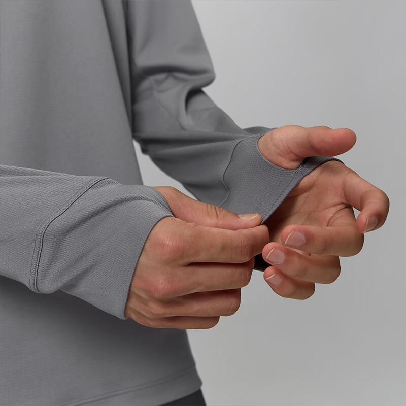 Saucony Solid Color Versatile Casual Running Training Soft Slim Fit Crew Neck Long Sleeve T-Shirt Men Tops Light-Gray SC2240018B-MG31