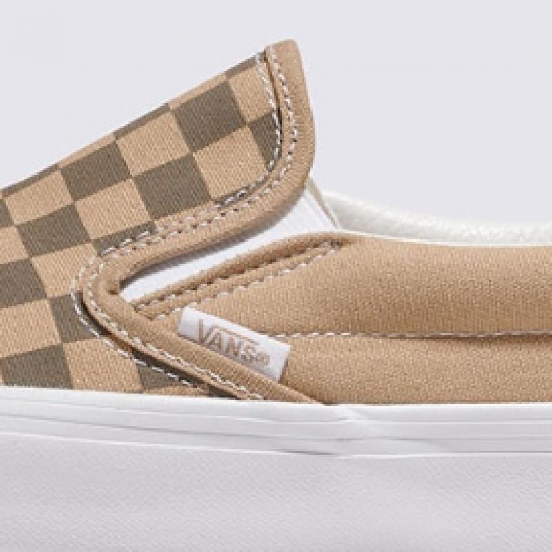 ★関税込★VANS★Classic Slip-On CANVAS BLOCK Brown★22-29cm New Vans Classic Slip-On Canvas Block Checkerboard Brown