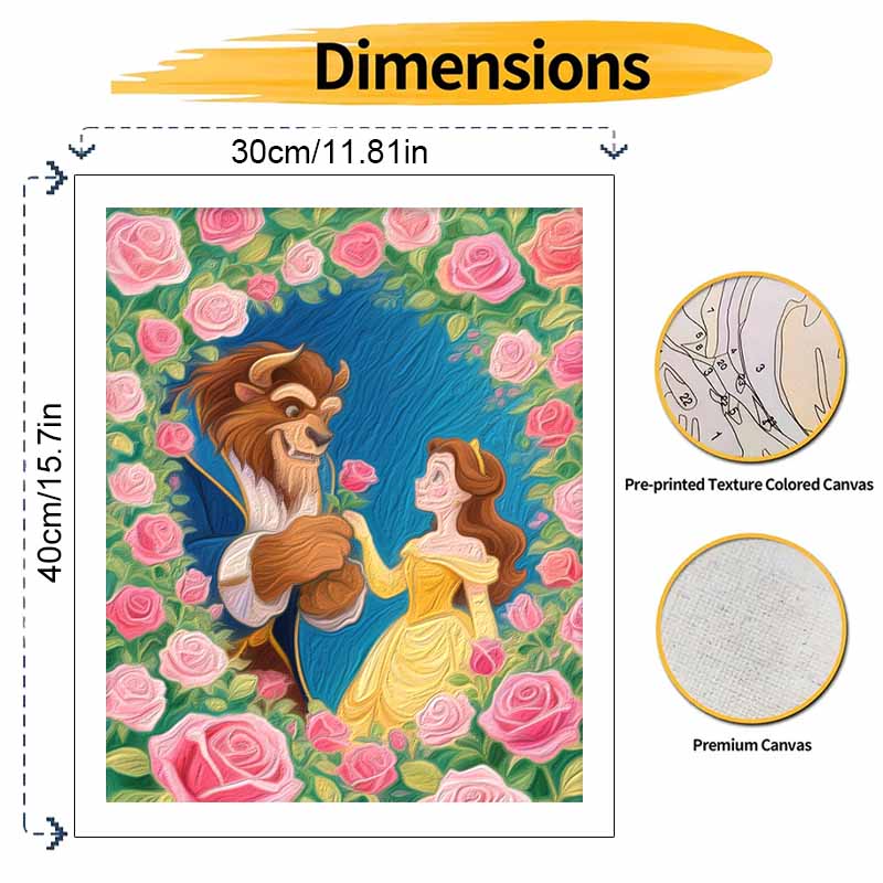 Disney Beauty and the Beast rose oil paint by numbers painting kit handmade diy home decoration gift