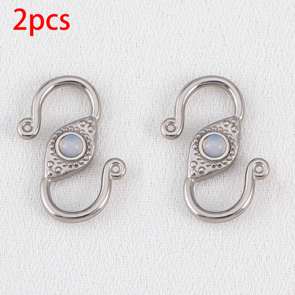2pcs 6pcs Stainless Steel Natural Stone S Shape Hook Clasps Connectors Jewelry Makings Findings DIY Eye Clasp Jewelry Components