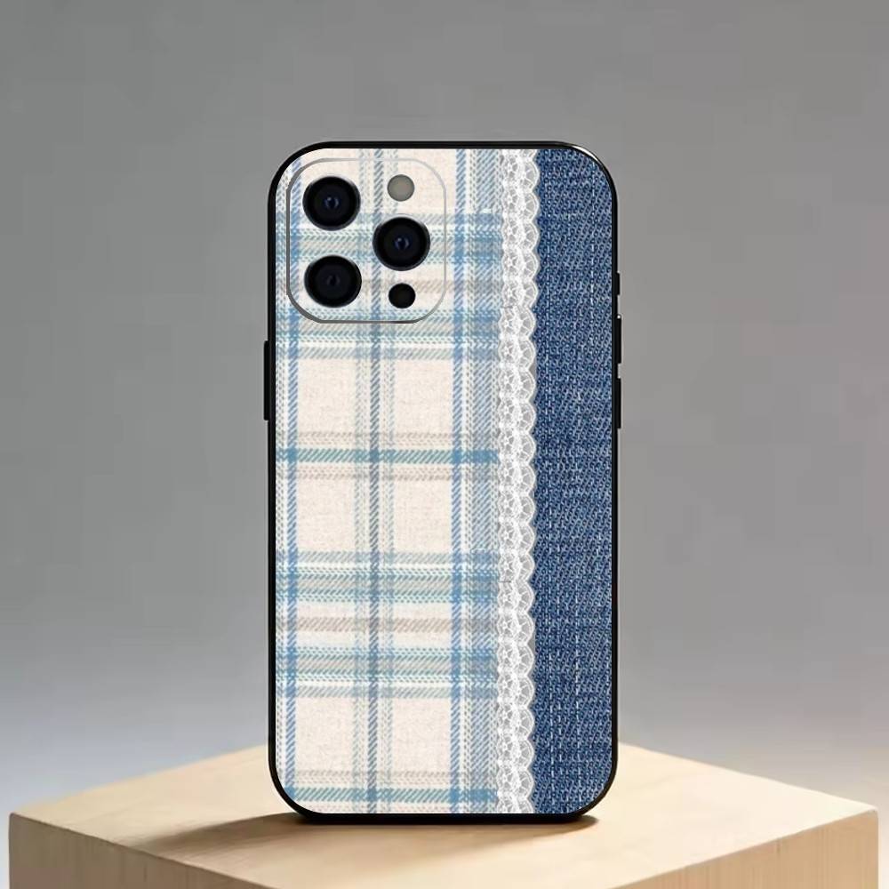 Splicing Grid Style Phone Case For iPhone 17, 16,15,14,13,12,11 Plus,Pro Max, Others Soft Black Cover