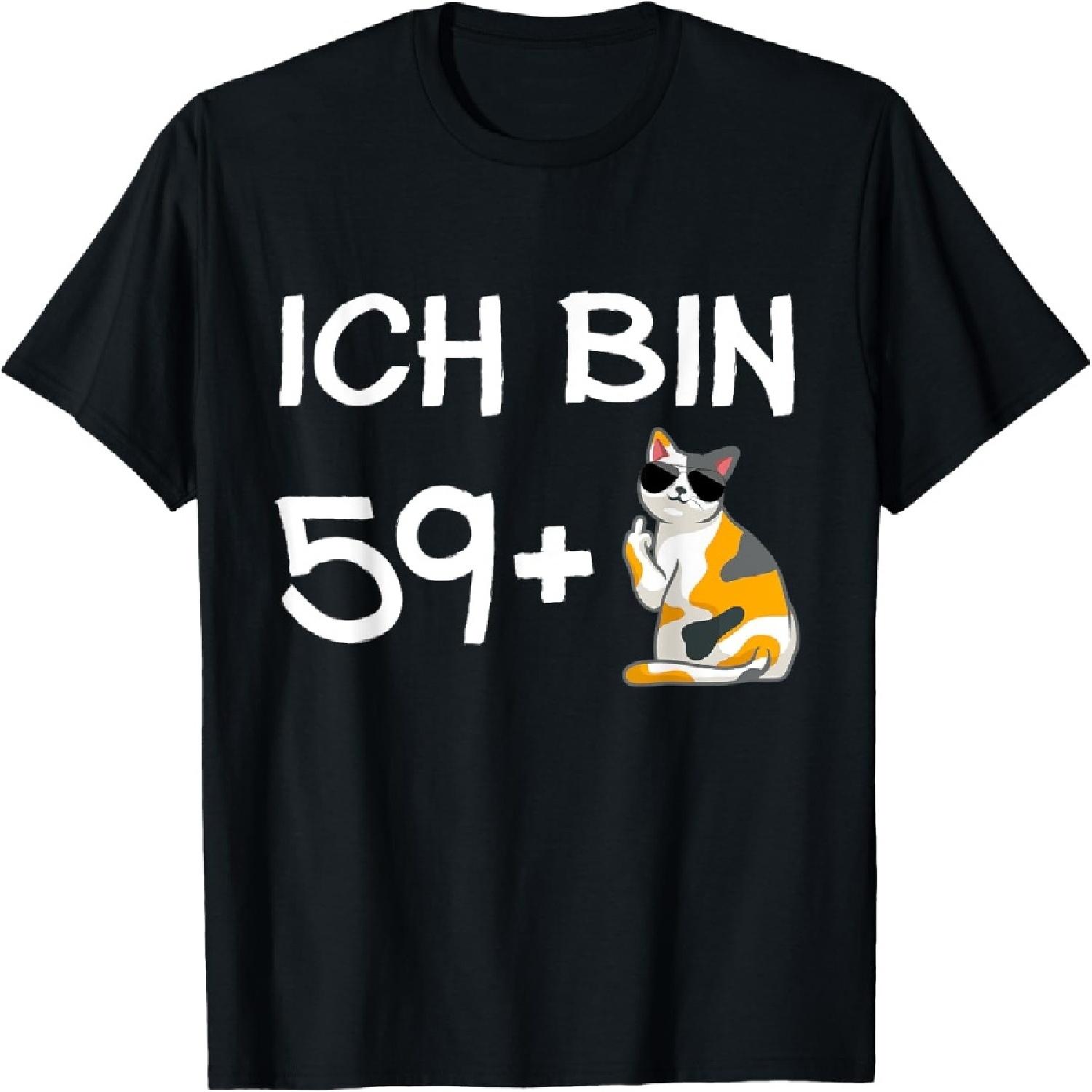 

60 years old i m 59 plus middle finger cat Men Women T-Shirt XXXXXL різнокольоровий