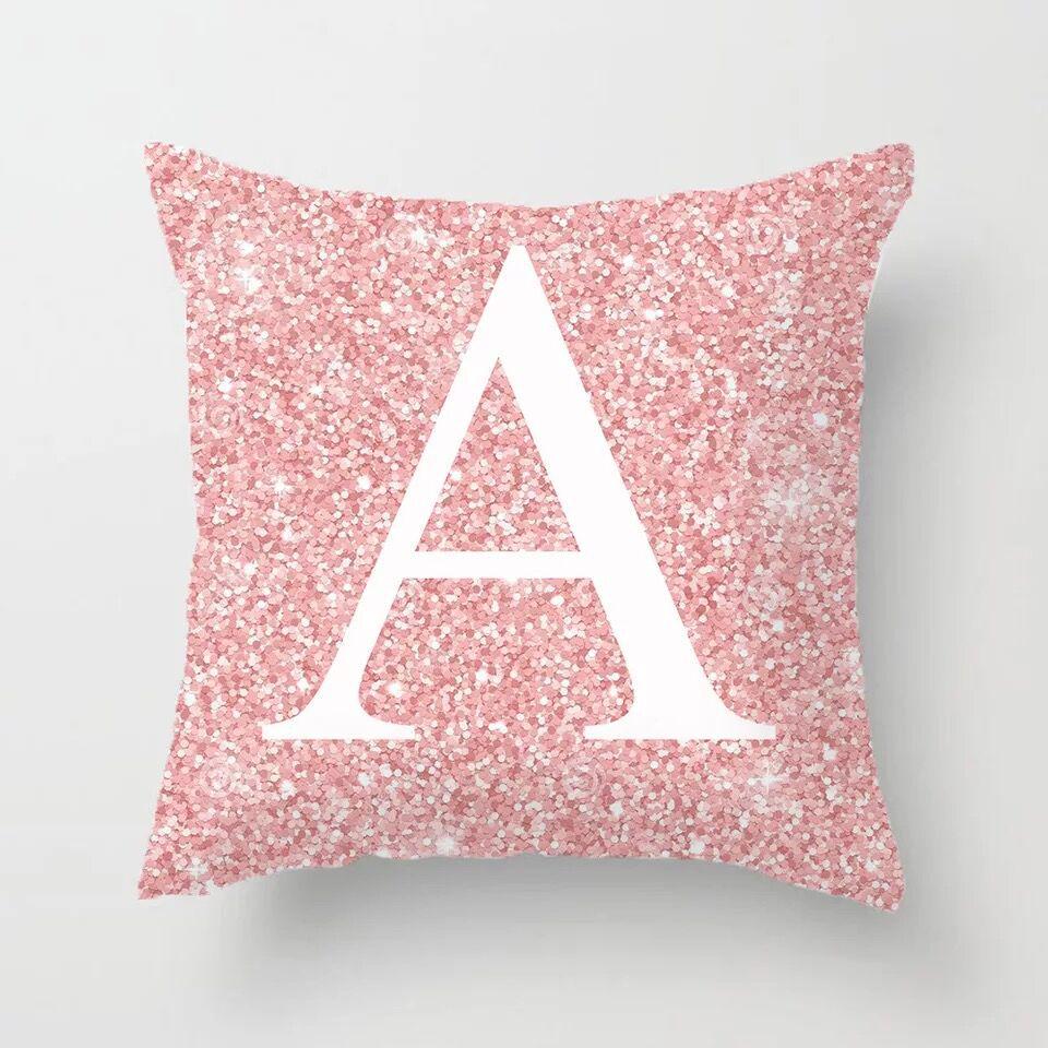 

Pink Metal Letter Peach Leather Velvet Pillowcase Cushion Cover Comfortable 45*45cm
