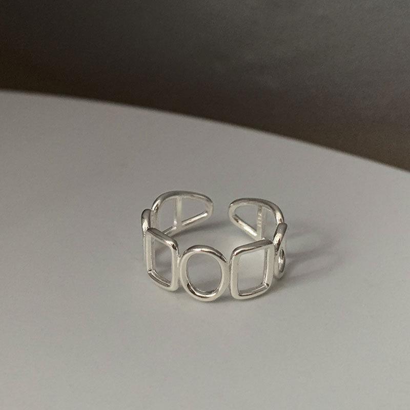 Stackable Geometric Square Open Ring Women's Trendy Niche Design Cold Wind Adjustable Index Finger & Tail Ring Party Jewelry