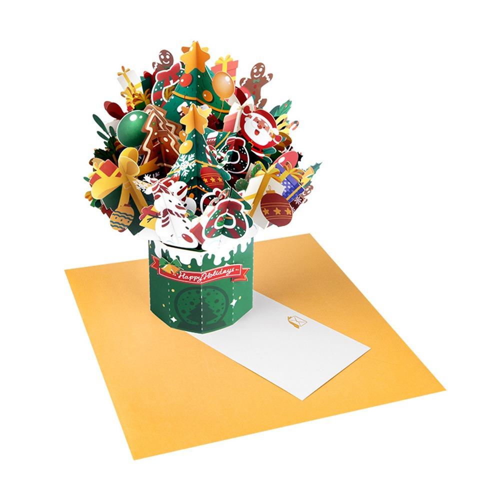 Kreativ Flerfärgad Jul 3D Hälsningskort Pappersprydnader God Jul Postkort Hantverk Pop Up Lyckönskningskort Festival
