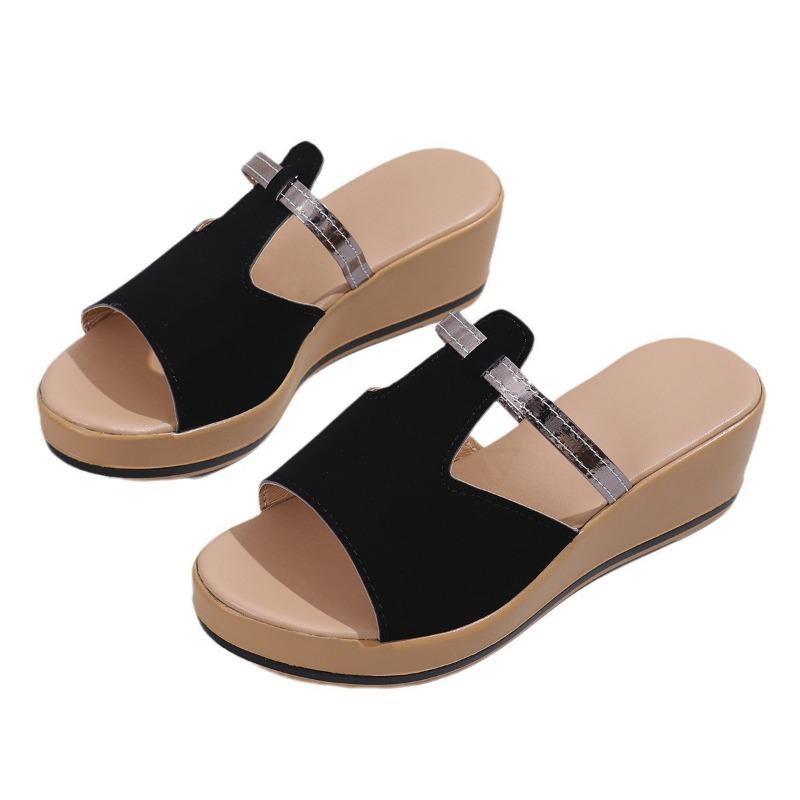 New Women Shoes Fashion Comfort Summer Sandals Thick Bottom Versatile Trendy Slippers Simple Retro Classic High Heels Pantuflas