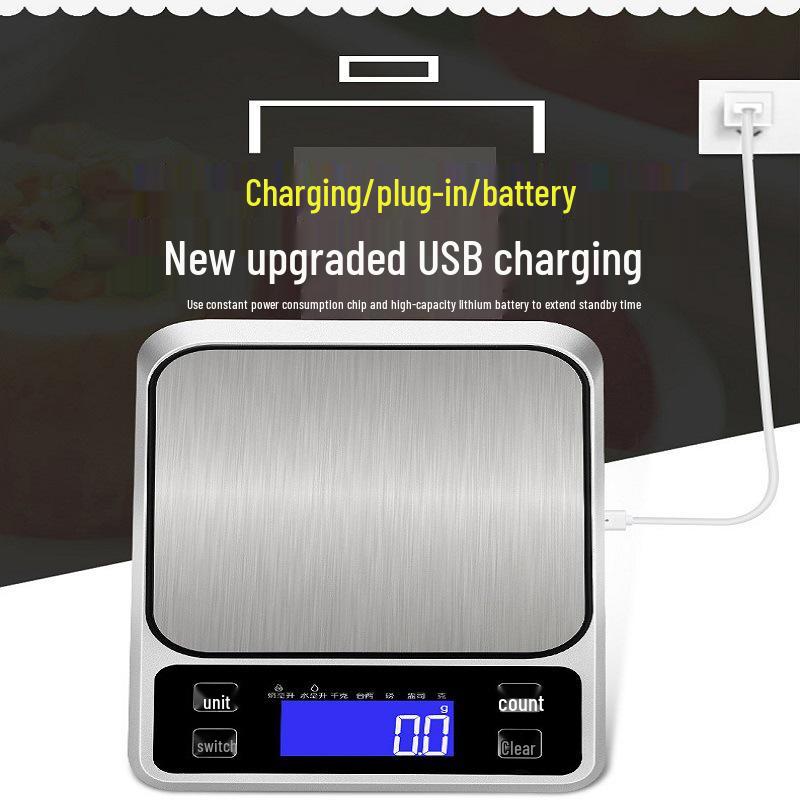 Electronic 10kg Stainless Steel Platform Kitchen Scale, 0.1g Precision for Food & Baking