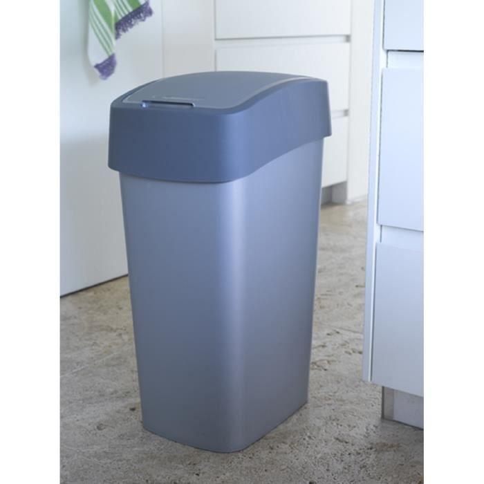 Poubelle Flip Bin en polypropylène 50L argenté et anthracite