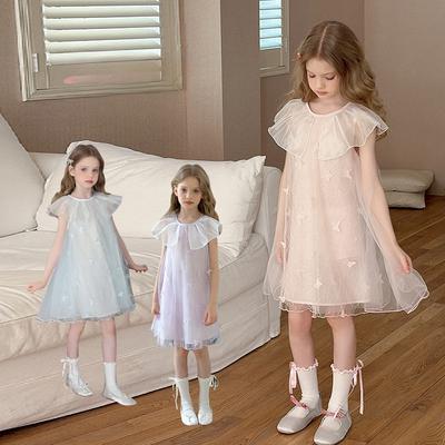 Children's Fashion Dress 2025 Summer Girls Butterfly Mesh Exquisite Elegant Dress