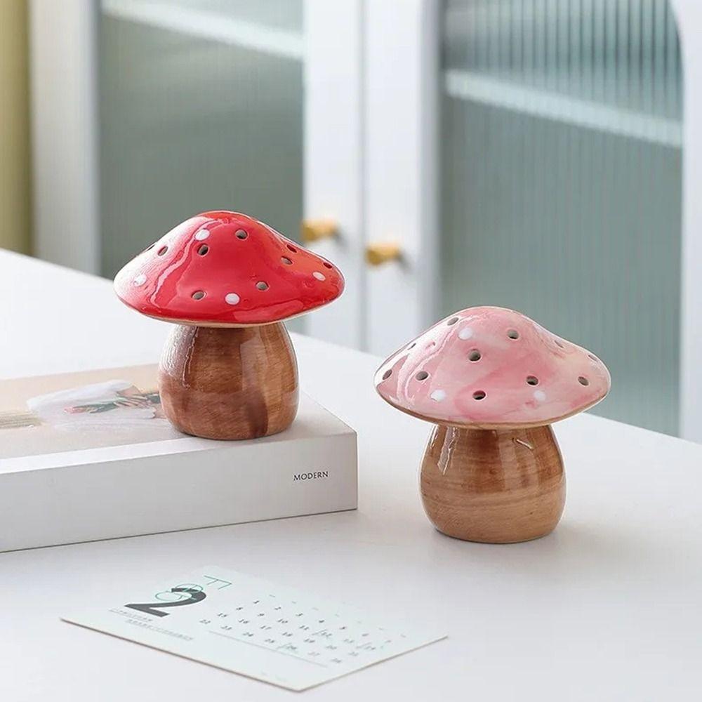 Eye-Friendly Ceramic Mushroom Night Light Energy Efficient Soft Glow Cute Mushroom Lamp Ornament Flat Bottom