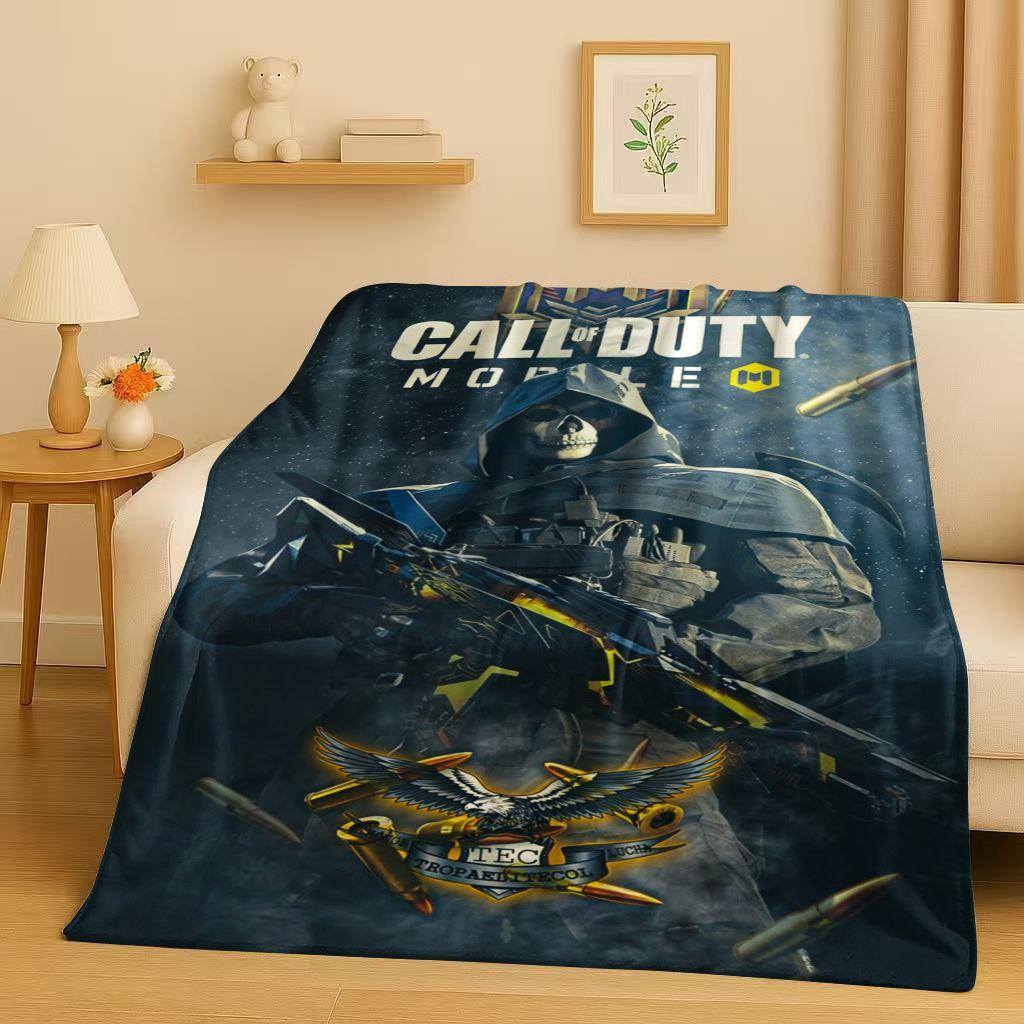HD Classic Gun Game Call of Duty COD Ghost Simon Flannel Blanket,Ultra Soft Warm Plush Throw for Home Bedroom Bed Sofa Cover Kid