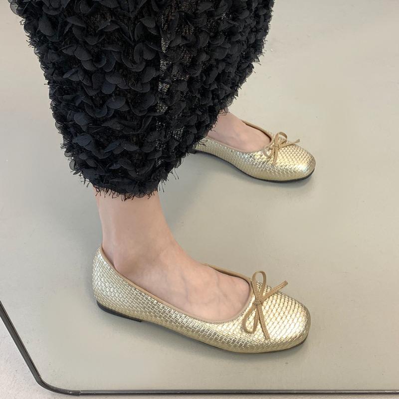 Fashion Flats for Women Boat Shoes Elegant Office Lady Shoes Casual Women Flats Soft Comfortable Flat Shoes Gold Silver
