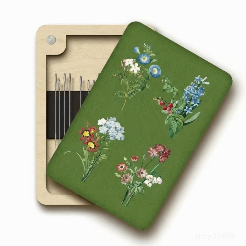 Wooden Material Wooden Magnetic Needle Box Turmeric Color Magnetic Feature Portable Storage Box Durable Construction
