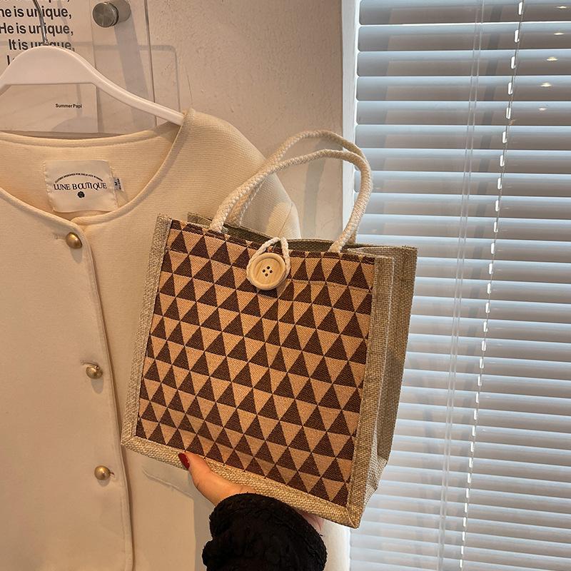 Linen Portable Bento Bag Japanese Small Satchel Going Out Fashionable Work Small Bag Environmentally Friendly Lunch Box Bag