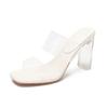 2025 new summer high-heeled slippers for women's summer outer wear new one-word with transparent sandals for women's thick-heeled sandals for women