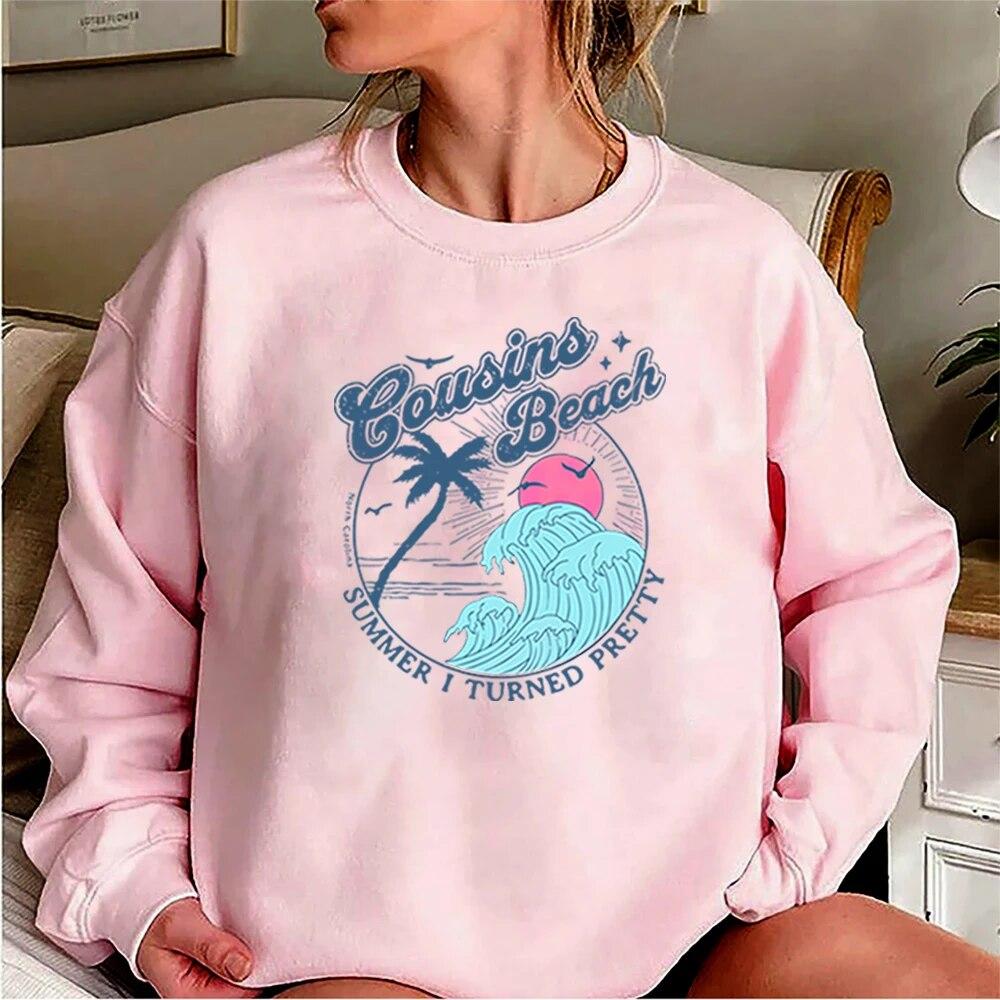 Толстовка с ТВ-шоу Лето которую я превратил в симпатичную Пляжная толстовка с капюшоном в стиле ретро Cousins Beach Vibe Свитер Модная эстетичная толстовка с круглым вырезом Толстовка унисекс L 4873₽