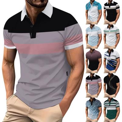 Erkek Golf Gömlek Günlük Spor V Yaka Nervürlü Yaka Kısa Kollu Moda Günlük Düz Renk Düz İlkbahar ve Yaz Regular Fit