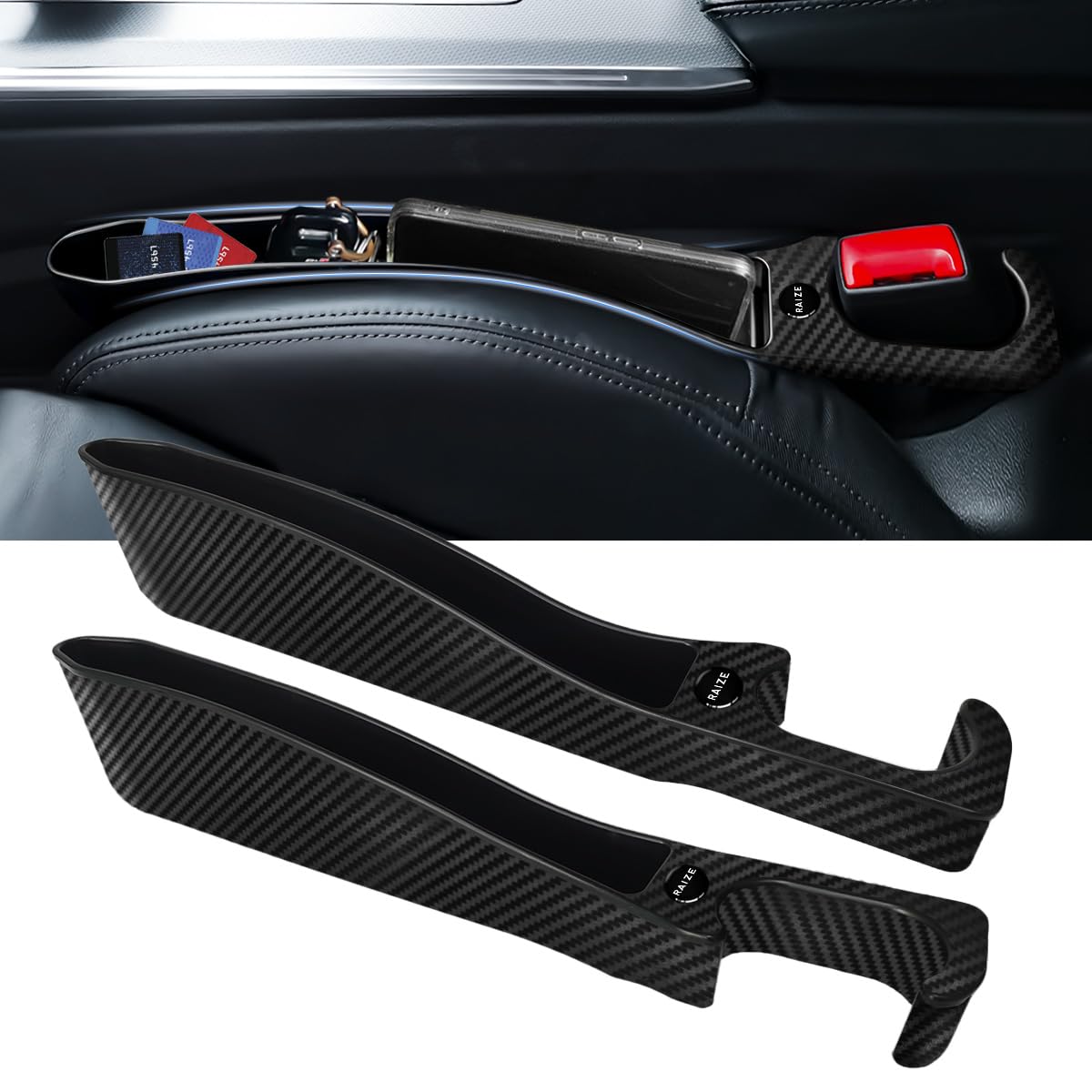 

Seat Side Gap Cushions for Toyota Large Capacity Seat Side Storage Box with Smartphone Storage and Charging Compatible with Rise and Symmetrical Logo чёрный