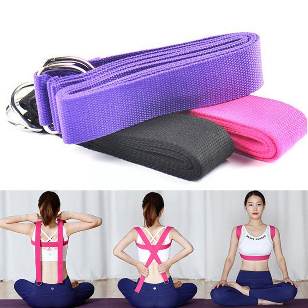 72 Inch Yoga Stretch Strap Solid Color D Cotton Gym Belt Exercise Fitness Loop Color Leg Training 4 Stylish Appearance Practical Daily Use