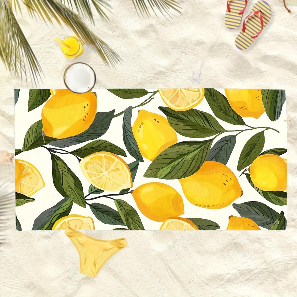 Lemon Fruit Beach Towel Absorbent Quick Dry Bath Towel for Travel Pool Swim Fresh Summer Kitchen Theme Shower Blanket