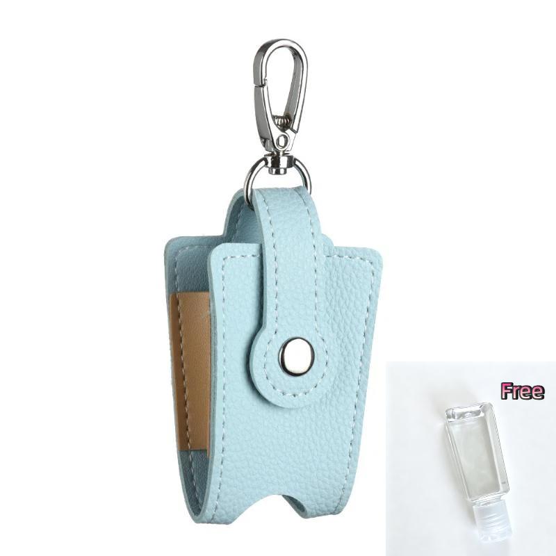 PU Leather Hand Sanitizer Holder with Metal Keychain Empty Refillable Bottle Perfect Small Gift for Friends
