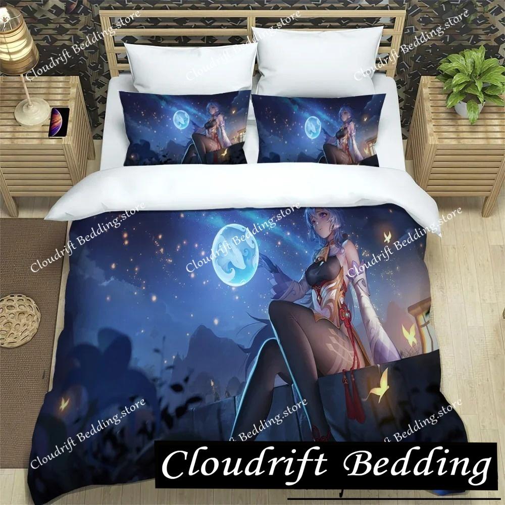 Genshin Impact Element Duvet Cover Set Cartoon Bedding Set Bedroom Dormitory Soft Single Double Duvet Cover For Boys