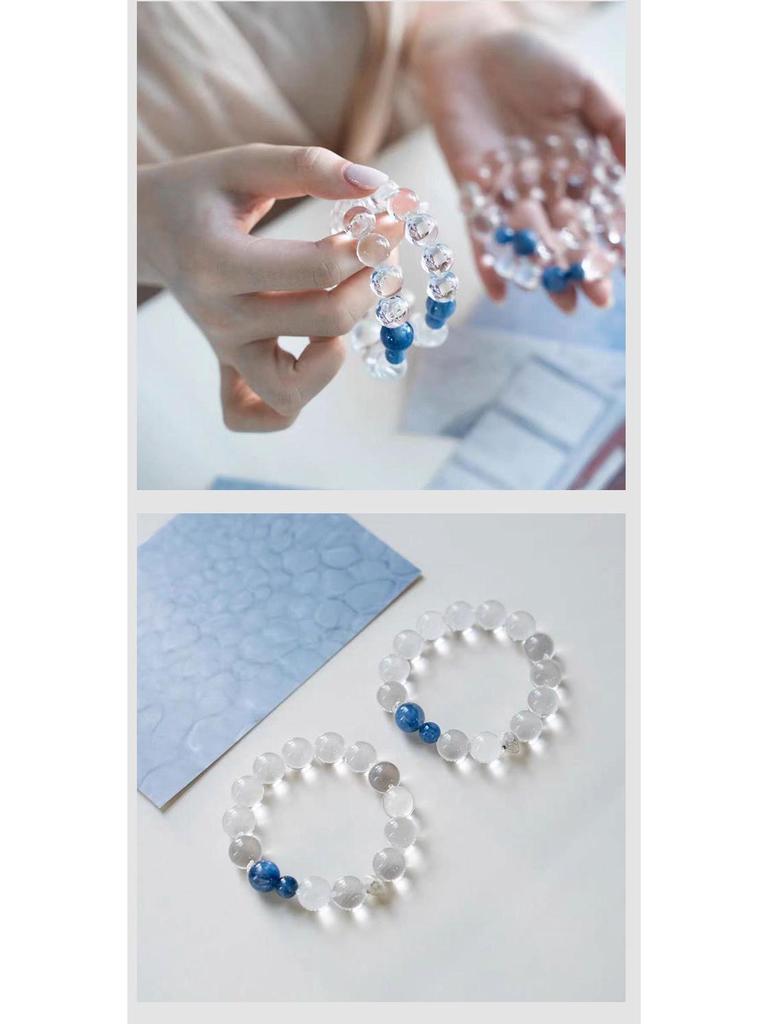 Natural White Crystal & Kyanite Bracelet – Trending Crystal Design Accessory