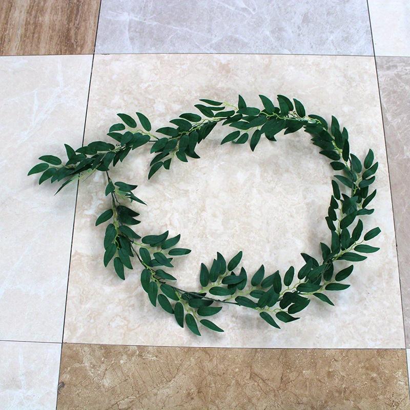 1Pc Simulation 72.83 Inch Green Gray Willow Leaf Plastic Wire Rattan for Wedding Home Outdoor Courtyard Patio Garden Decoration
