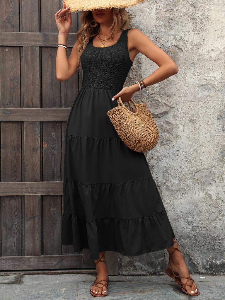 Sommer Damen Latzrock Falten-Patchwork A-Linien-Kleid