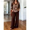 Loose casual y1 new v-neck top wide-leg pants two-piece women's clothing European and American fashion suit