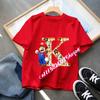 Super Mario  Anime Birthday Lucky letter AZ Print T Shirt Cute Children Clothing Tops Toddler Tees Casual Clothes Tops Tees