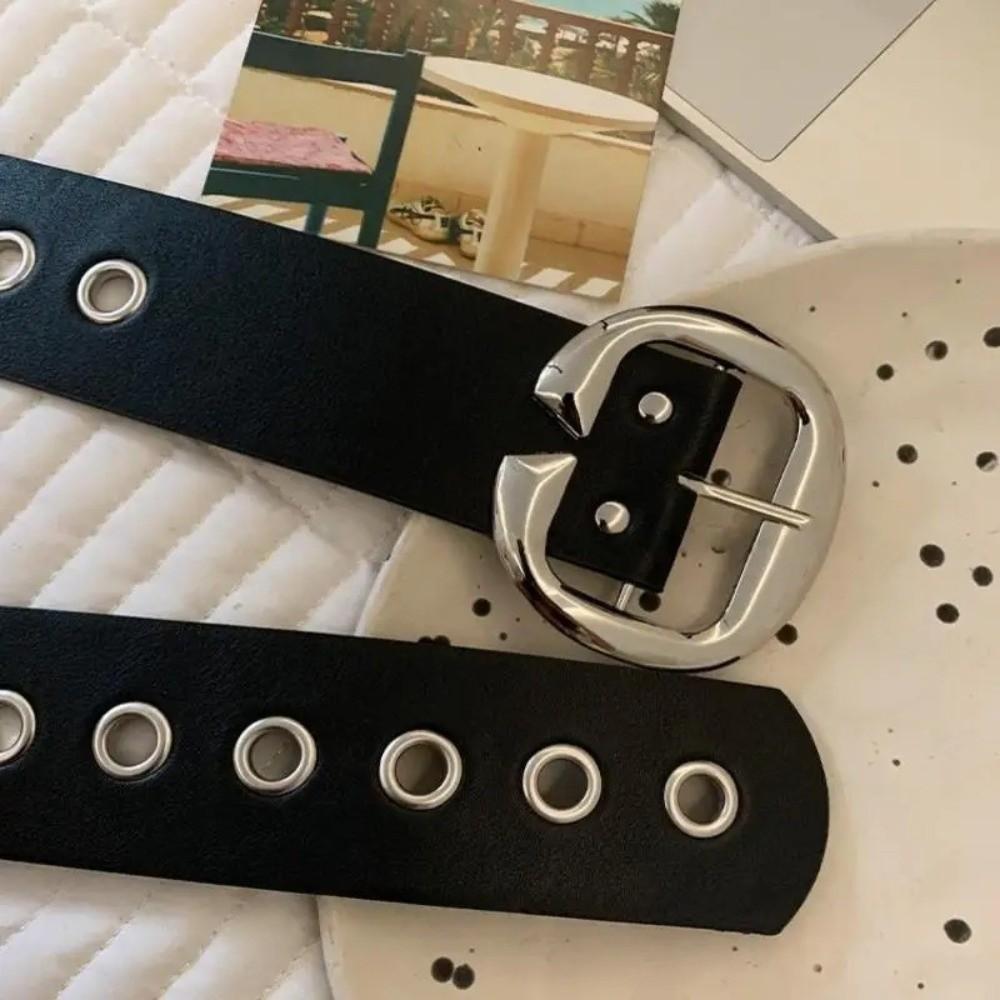 Retro Wide Belt Versatile Needle Buckle Belt Y2K PU Leather Belt  for Women