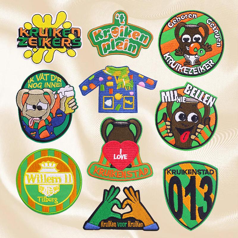 10pcs /Set Netherland Kruikenstad Emblem Embroidered Patches Iron On Patches For Clothing Netherland Carnival Patch Sewing Diy 