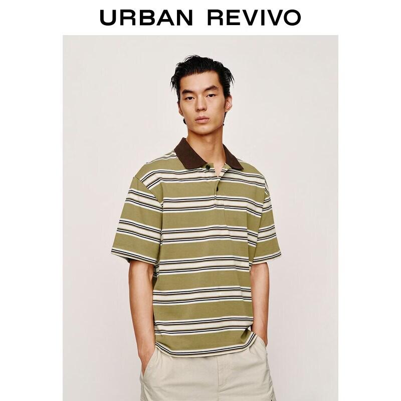 UR2026 Men s Striped Cotton Short Sleeve Polo Shirt M
