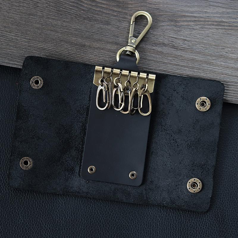 Handgefertigter Schlüsselhalter aus echtem Leder - Organizer-Tasche für Herren mit Kartenschlitz, Haushälter-Schlüsseltasche & Geldbörse (Bereit zum Verschenken)