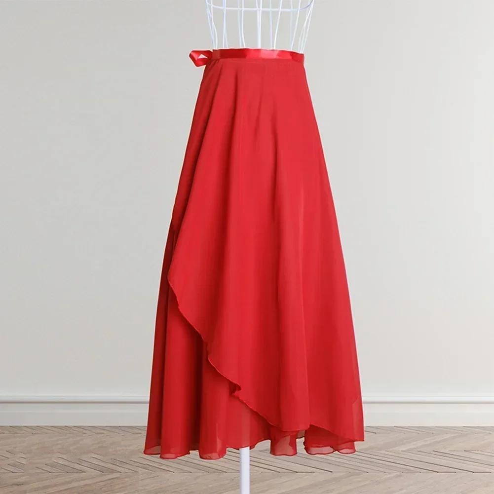 Chiffon Ballet Tutu Dance Skirt Dance Skate Wrap Scarf Gymnastics Ballerina Lyrical Long Ballet Skirt Women Ballet Dance Dress