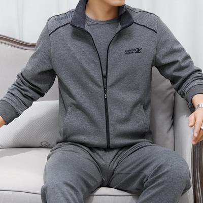 Masculino 3 peças de algodão sportwear terno fitness confortável treino esporte correndo conjuntos l-5xl