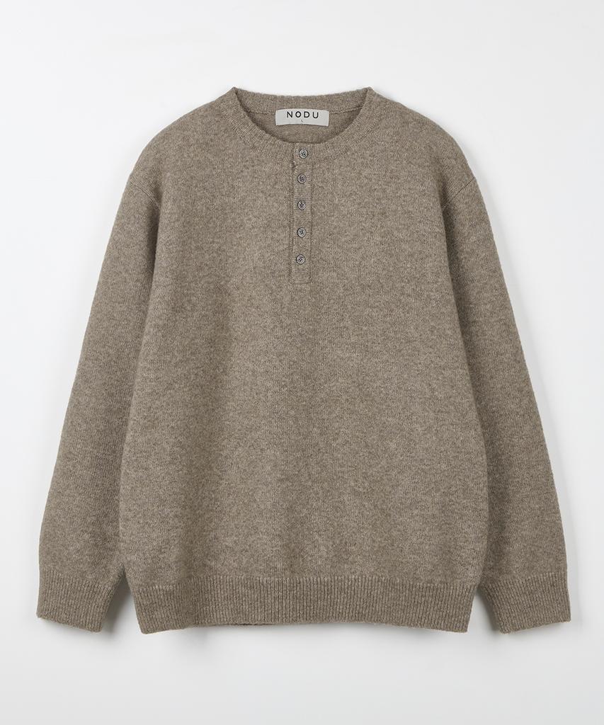 NODU Daily Plain Henley Neck Knit [Beige]