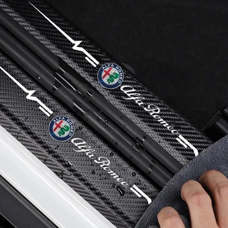 Car Door Sill Protector Sticker Carbon Fiber Rear Tail Bumper Decals for Alfa Romeo Giulia 159 147 156 4C Stelvio Giulietta Mito