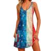 Women's Casual Print Sundress With Pockets Summer Boho Beach Dress T-Shirts Dress V Neck Loose Tank Dresses