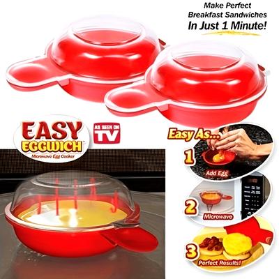 2PCS Microwave Eggs Cooker 1 Minute Fast Microwave Cheese Eggs Cooker Manual Burger Press Burger Making Tool Hamburger Pattie