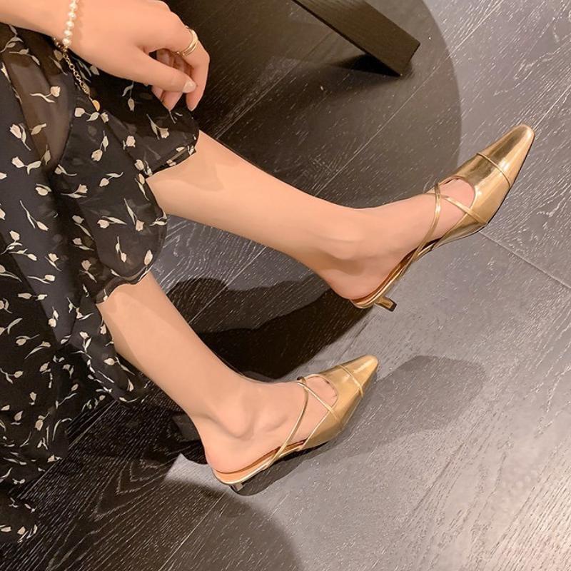 Fashion 2025 New Designer Summers Women Muels Slippers Shoes  Shallow Pointed Toe Ladies Elegant Low Heel Slides