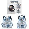 Ethnic Style Blue Elephant Canvas Backpack With Expandable Capacity For Travel And School Use