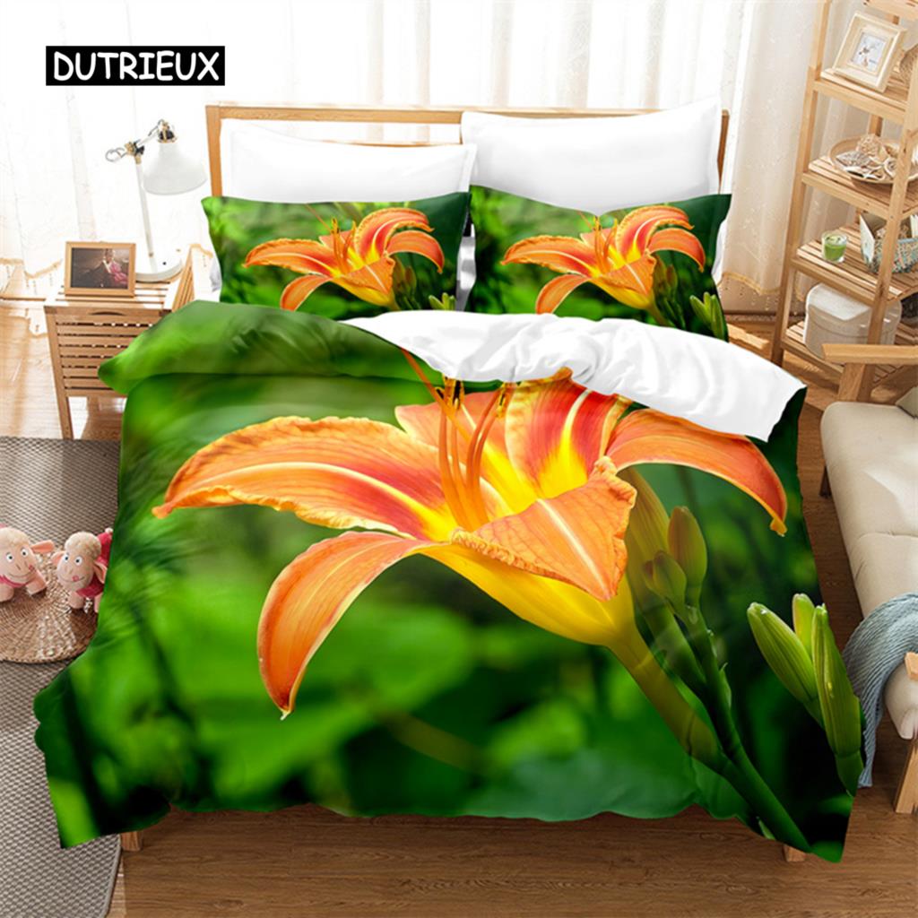 Yellow Flowers  Queen Bedding Sets Duvet Cover Set Bedding Digital Printing Bed Linen King Size Duvet Cover Set Bedding Set