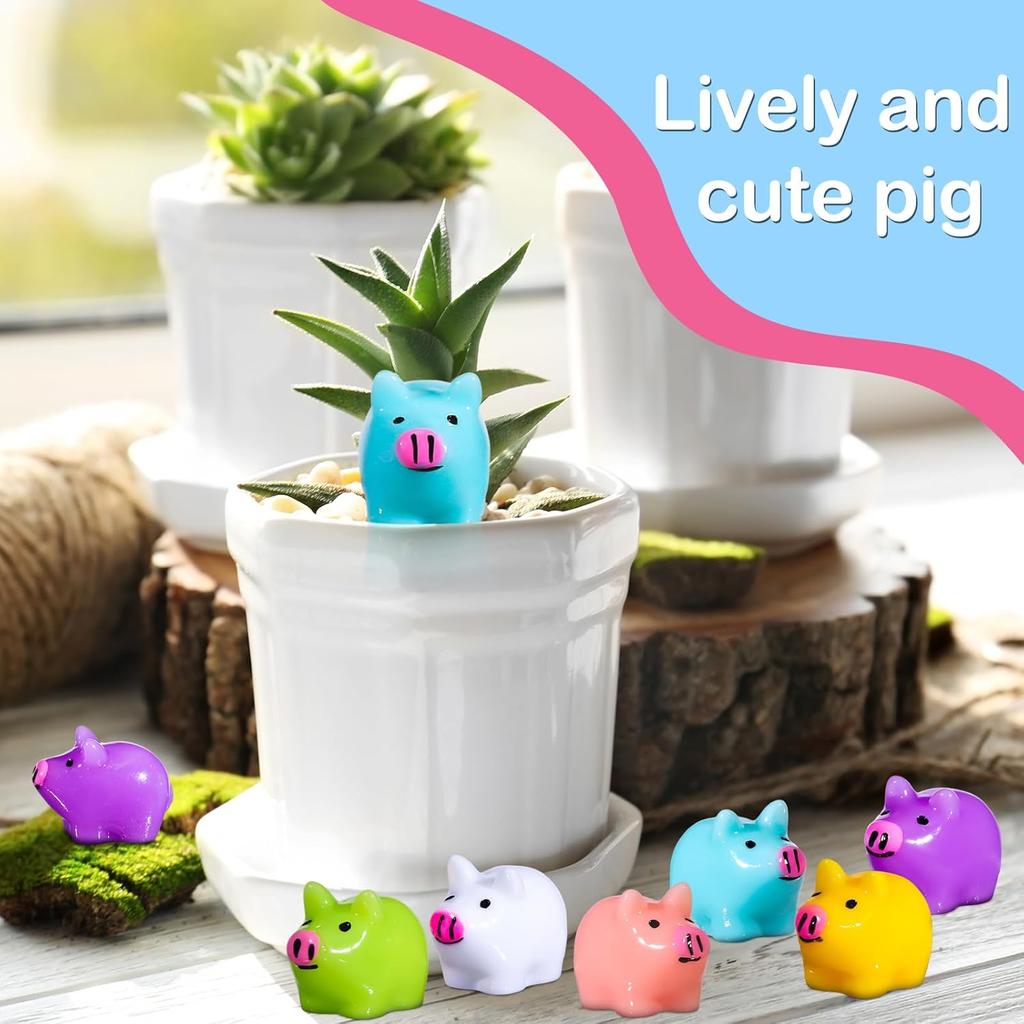50 Pezzi Mini Resina Pig Tiny Pigs Da Nascondere Figure Maialini Miniatura Statue Maialino Giardino Paesaggio Fai da Te Casa delle Bambole Artigianato per Feste Decorazione