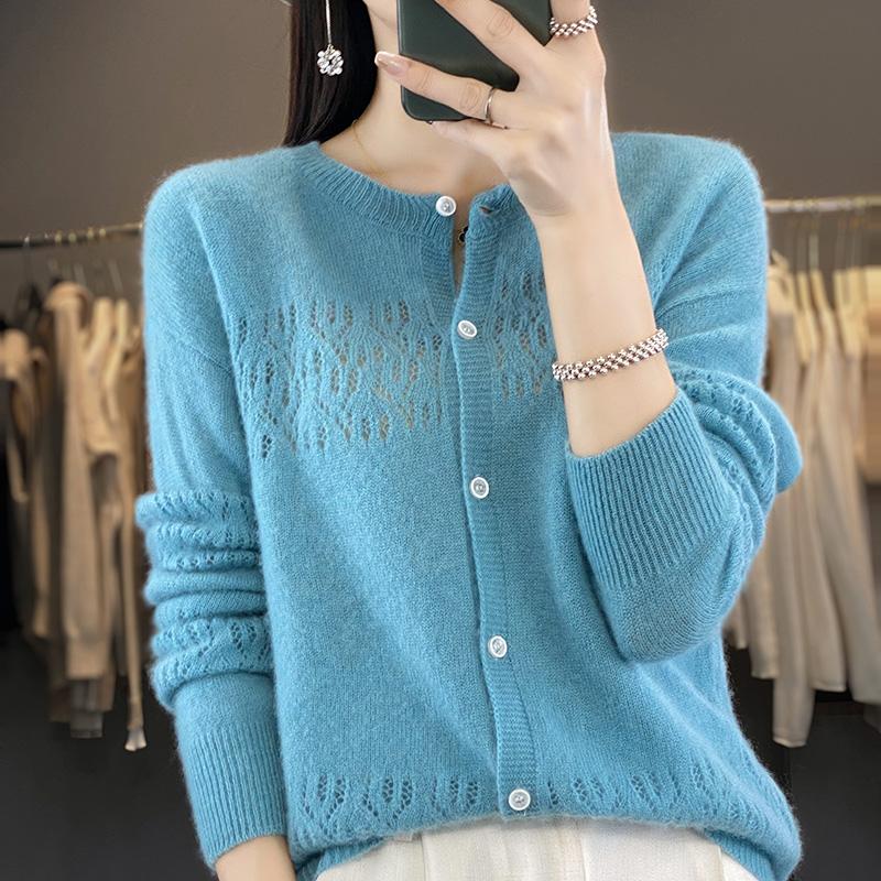 QingHe Cashmere Women's 30% Cashmere Cardigan - Soft & Warm Wool Blend Sweater