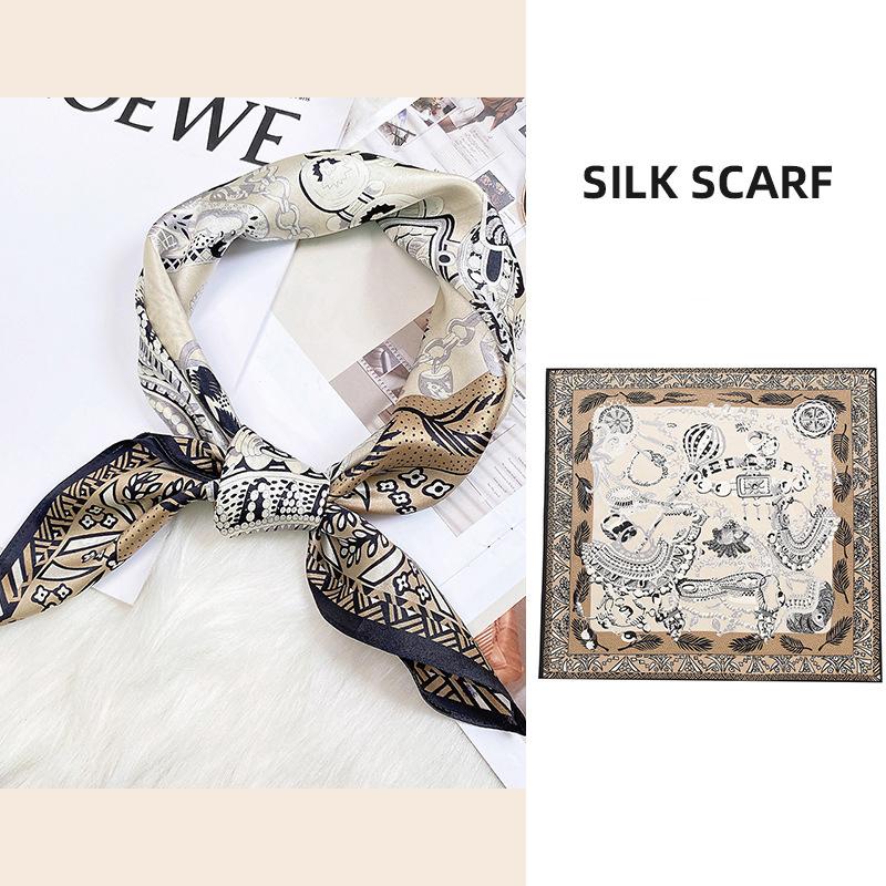 68*68cm 100% Mulberry Silk Scarf Luxury Printed Square Shawl Elegant Lightweight Soft Summer Fashion Accessory Women