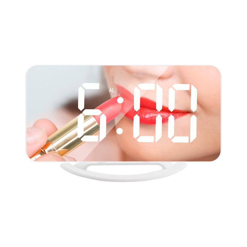 Neuer LED Digitaler Spiegel Wecker Kreativer Großbildschirm Bunte Elektronische Uhr Dual USB Schreibtischuhr